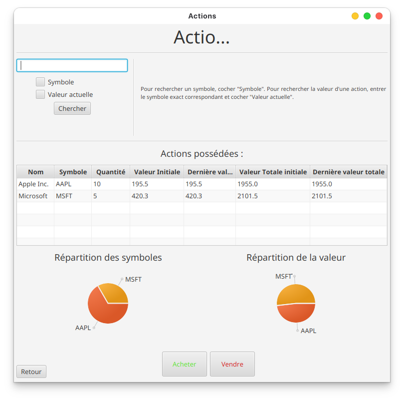 Application de gestion de portefeuille financier